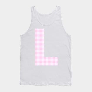 Pink Letter L in Plaid Pattern Background. Tank Top